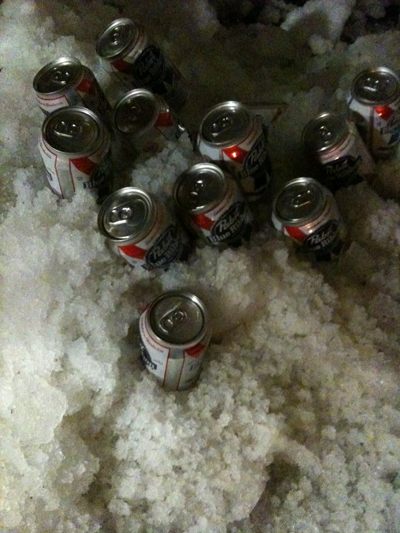 beers in the snow